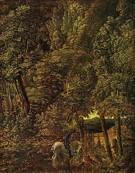 Albrecht Altdorfer Countryside of wood with Saint George fighting the dragon